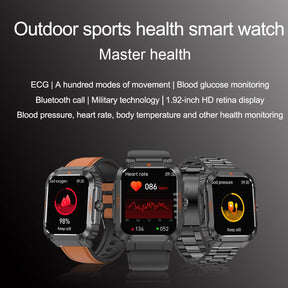 PH550 Fashion Outdoor Sports Health Smart Watch ECG/EKG Blood Glucose Bluetooth Call 100+ Sports Modes