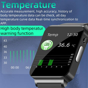 PHS3 HD Touch Color Screen Frameless ECG/PPG Heart Rate Blood Sugar Testing Fitness Smart Watch - Poalarhealth