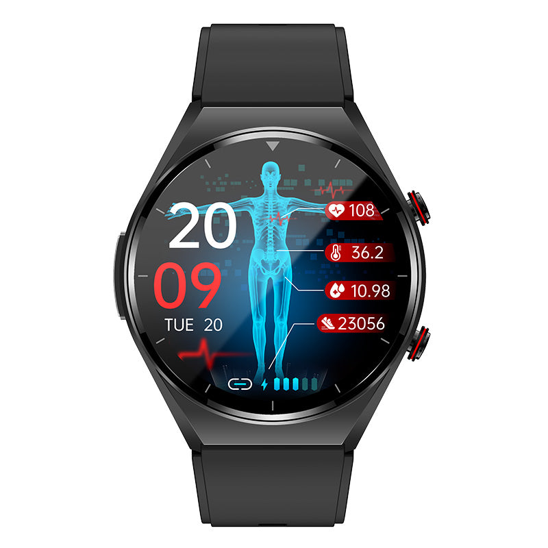 One-click Laser Therapy Blood Sugar Blood Pressure ECG/EKG HRV Heart Measurement Health Smart Watch